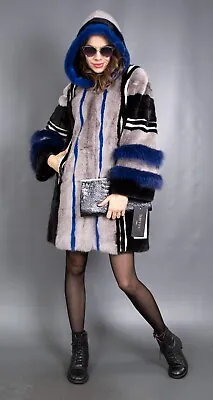 11567 New Glamorous Real Mink Coat Luxury Fur Jacket Hood Beautiful Look Size M • $1349.10