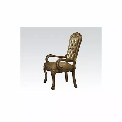 ACME Dresden Arm Chair (Set-2) Bone PU & Gold Patina • $665.49