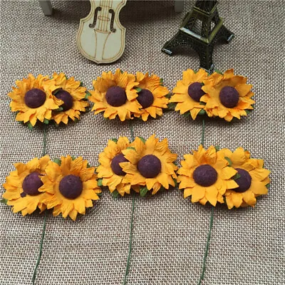  100 Pcs Artificial Flower For Crafts Fake Yellow Bundle Simulated Sunflower • £9.95