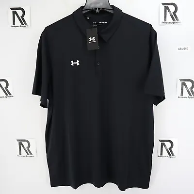 NWT Men's Under Armour UA Performance Golf Polo Shirt Black Loose Fit Tech Polo • $40.50