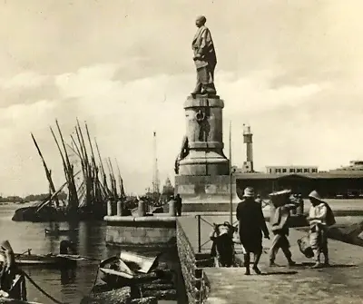 Vintage Photo Port Said Egypt Lesseps Monument Harbour People  • £7.99
