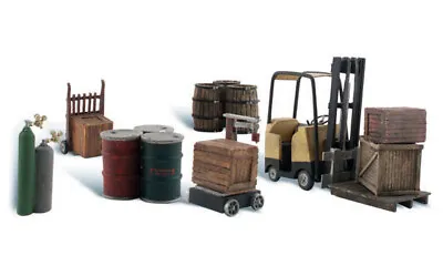 Woodland Scenics ~ N Scale ~ Loading Dock Details ~ Forklift & Barrels ~ A2208 • $16.97