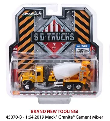 Greenlight 2019 Mack Granite Cement Mixer Diecast Truck 1:64 Scale • $12