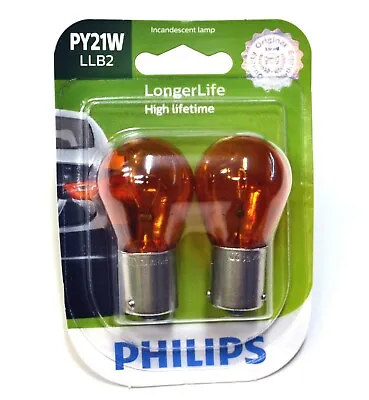 Philips LongerLife 7507 PY21W 21W Two Bulbs Front Turn Signal Replacement Stock • $10.69