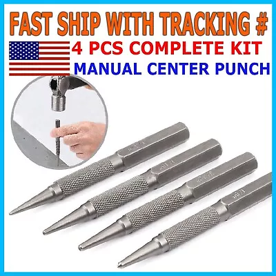 4 Piece Nail Setter & Center Punch Set 4  Wood Metal Super Impact Resistance S2 • $6.99