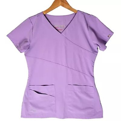 Greys Anatomy Signature Barco Scrub Top Sz S Easter Lavender Purple Vneck 2130 • $10.03