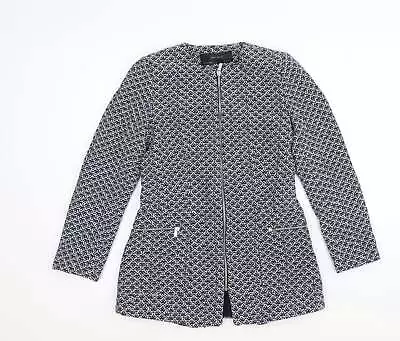 Zara Womens Blue Geometric Jacket Blazer Size S Zip • £8.50