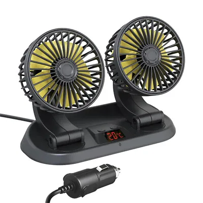 $29.60 • Buy Car Summer Cooling Fan LED Light Dual Head Fans Dashboard Interior Parts Rotable