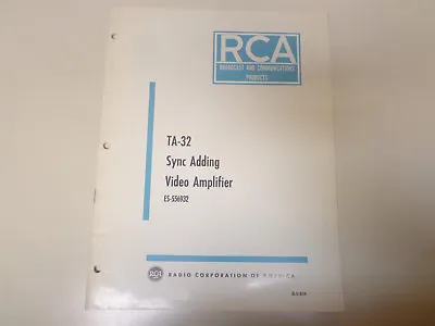 $19.99 • Buy RCA TA-32 Sync Adding Video Amplifier Broadcast TV Instruction Manual 