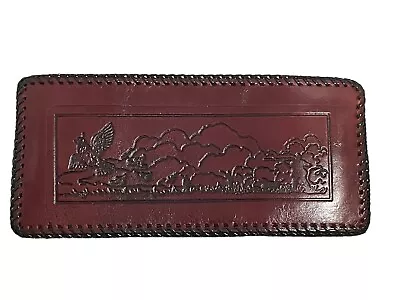 VTG USA Made Handmade Laced Foldable Wallet American Made Quail Hunting Scene • $25
