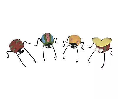 Ladybird Bug Hanging Plant Pot Perchers Colourful Garden Ornament - Set Of 4 • £10.95