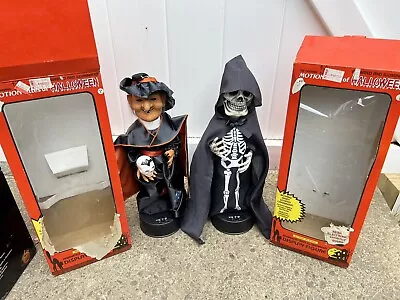 VTG Telco Motionettes Grim Reaper Skeleton & Witch Animated Halloween WORKS 17” • $198.91