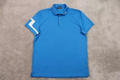 J Lindeberg Polo Shirt Mens XL Regular Fit Blue Golf Logo • $25