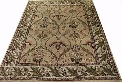 $430.92 • Buy Hand Knotted Floral Trellis And Arabesque Design Area Rug (William Morris Style)