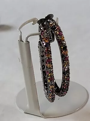 Matthew Campbell Laurenza MCL Sterling Sapphire Multi-Color Clip Hoop Earrings • $249.99