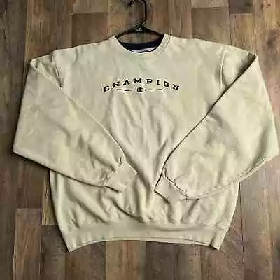 Vintage 90s Y2K Champion Sweatshirt Men's Large Beige Athletic Training 3564 • $39.99