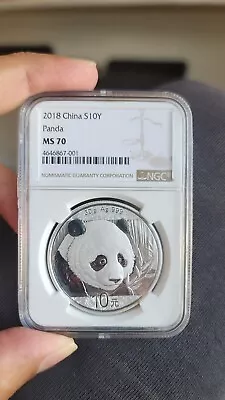 2018 10 Yuan Silver China Panda NGC MS70 Brown Label • $60