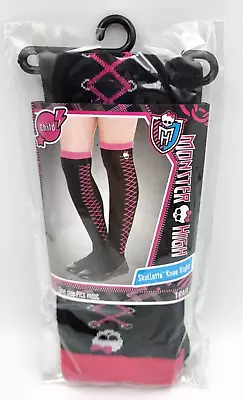 Monster High Skullette Knee Highs Black Pink Ages 4+ One Size NEW • $14.95