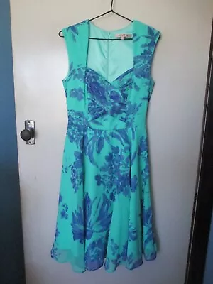 2 Review Sz 8 Dresses 1 Green Blue Floral 1 Navy Cherry & Blossom • $9.75