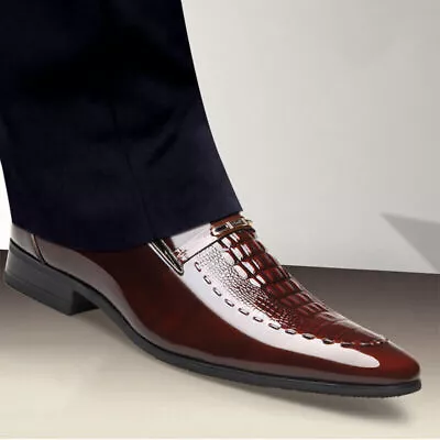 Men Slip On Leather Flat Formal Pointed Toe Business Oxfords Dress Fashion Shoes • $28.39