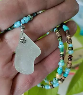 Genuine Sea Glass Necklace Hawaii Freeform North Shore Oahu Unique Beautiful 20  • $18.95