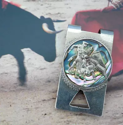 Vintage 925 Sterling Silver/abalone Mexico  Bullfighter Money Clip  Lot Ts51 • $48