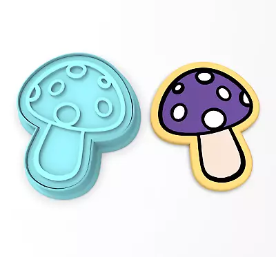 Mushroom Cookie Cutter & Stamp #1 | Fairy Pixie Hippie Stoner Weed Shroom Garden • $8.68