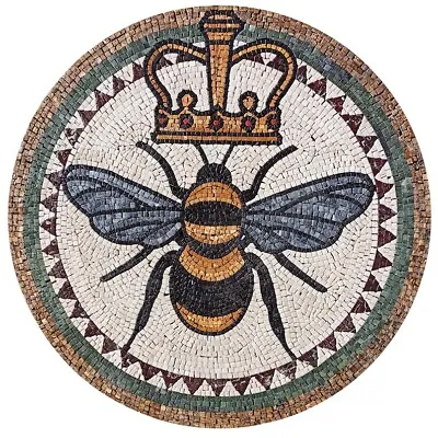 32  Handmade Queen Bee Handmade Marble Mosaic Medallion Art Tile • $395