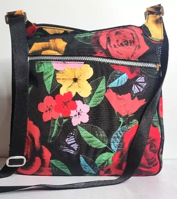 Vera Bradley Havana Rose Black Hobo Crossbody Shoulder Bag • $48