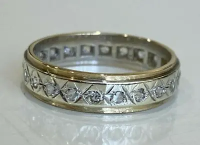 9K Solid Gold & Cubic Zirconia Full Eternity Band Ring Size N 1/2 -  6 3/4 • $199