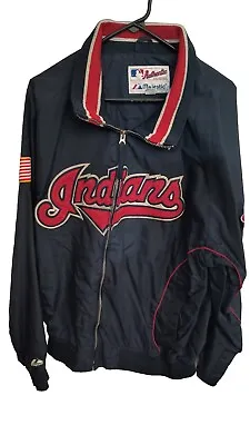 Cleveland Indians Vintage Majestic Jacket MLB Mens XL Embroidered Tribe  • $49.99