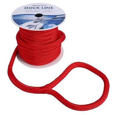 Red 5/8''x 50FT Double BraidED Nylon Dock Line Mooring Rope Amarine-made US Ship • $36.99