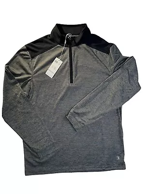 Men's PGA Tour Long Sleeve Stretch Moisture Wicking Polo Zip Pullover Medium • $19.76