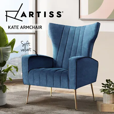 Artiss Armchair Lounge Chair Accent Chairs Armchairs Velvet Sofa Couch Seat • $192.95