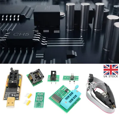 Usb Ch341a Bios Eeprom Programmer+Soic8 Clip+Soic8 Adapter+1.8v Adapter Kits • £12.99