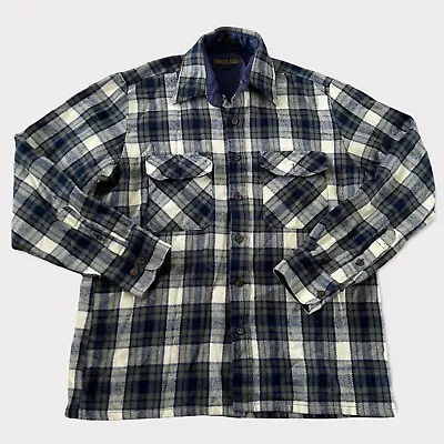 VTG Woodland Long Sleeve Plaid Flannel Shirt Mens Size M 100% Virgin Acrylic 90s • $9.99