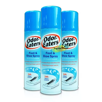 3x Odor Eaters Foot & Shoe Anti Perspirant Odour Free Deodorant Spray 150ml • £15.89