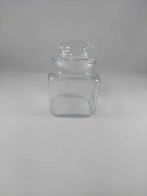 Vintage Small Clear Glass Pothecary Jar 51/2  Tall E/starburst Lid. Beautiful. • $26