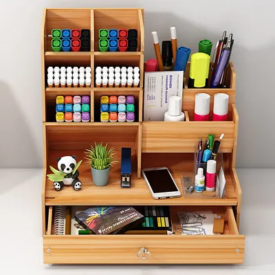 Office Stationery Desk Organizer Large Capacity Home Paintbrushes With Drawer • $36.59