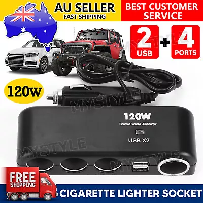 4 Way 12V 24V Multi Socket Car Cigarette Lighter Splitter USB Charger Adapter AU • $10.95