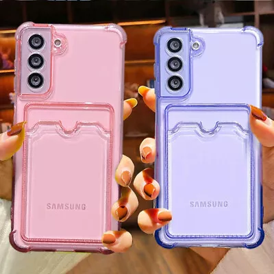 Card Slot Clear Case For Samsung S22 S21 S20 Ultra S10 Plus A32 A72 A82 A53 A33 • $7.89