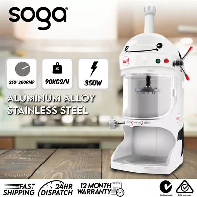 SOGA 350W Commercial Ice Shaver Crusher Machine Automatic Snow Cone Maker • $799.90