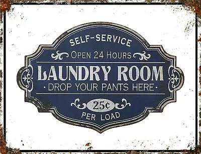 Laundry Room Drop Yo Plaque Vintage Look Retro Style Metal Sign Bar Pub Mancave • £3.94