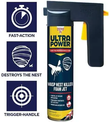 Zero In Wasp Nest Killer Foam Jet Ultra Power 600ml Indoor & Outdoor Use  • £13.99