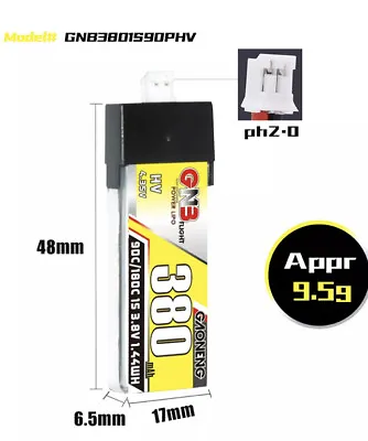 GNB Gaoneng 1s 380mah 90c/180c HV PH2.0 Lipo Battery Blade Mcps Mcpx 5 Pieces • $31.99