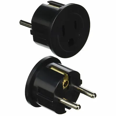 1 US To European EU 3 Prong 2 Pin Plug Travel Converter Grounded Adapter Black • $10.49