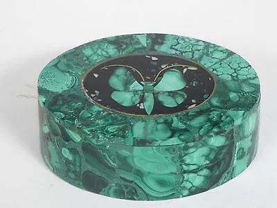 FINEST QUALITY ANTIQUE MALACHITE W/ INLAY TRINKET VANITY BOX ~ 4.5  / 366 G • $750