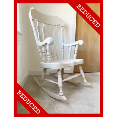 £197 • Buy Cream Solid Oak Rocking Chair Large Over Sized Handmade Lounge Nursery Bedroom