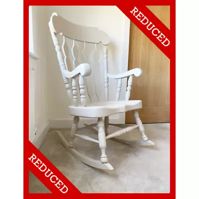 £197 • Buy Cream Solid Oak Rocking Chair Large Over Sized Handmade Lounge Nursery Bedroom