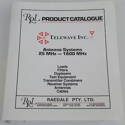 Rpl Raedale Telewave Inc Hf-uhf Antenna Receiver System Test Equipment Catalogue • $6.45